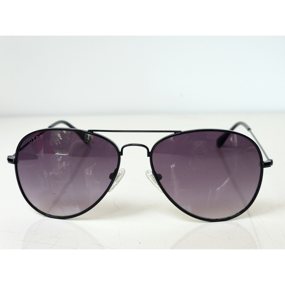 DIFF Eyewear Cruz Aviator Sunglasses Black Purple Gradient Lens FF-BKGG-6 Case - Picture 4 of 7